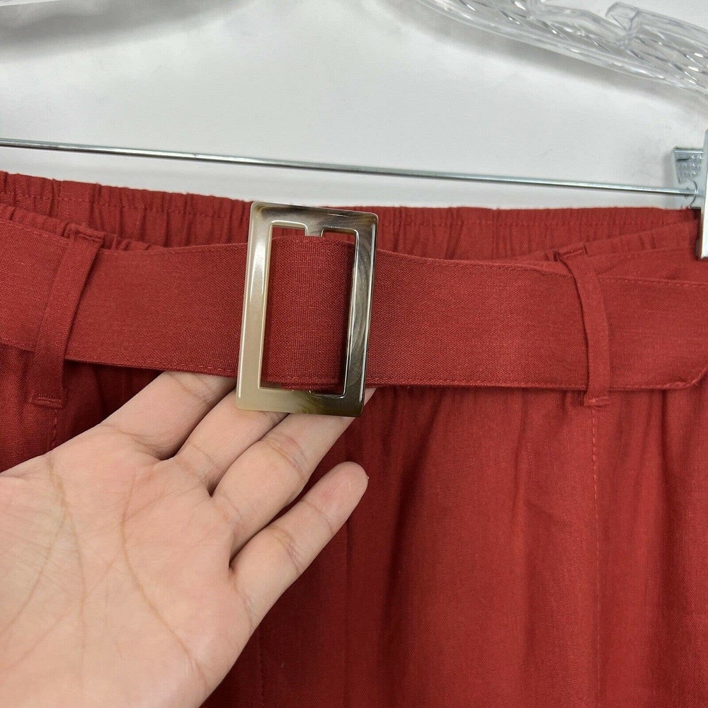 J. Jill Pants Small Pottery Orange Jenna Wide Leg Crop Belted Pockets - Picture 7 of 12